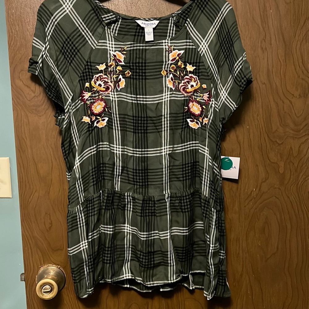 Arizona plaid shirt with floral size L